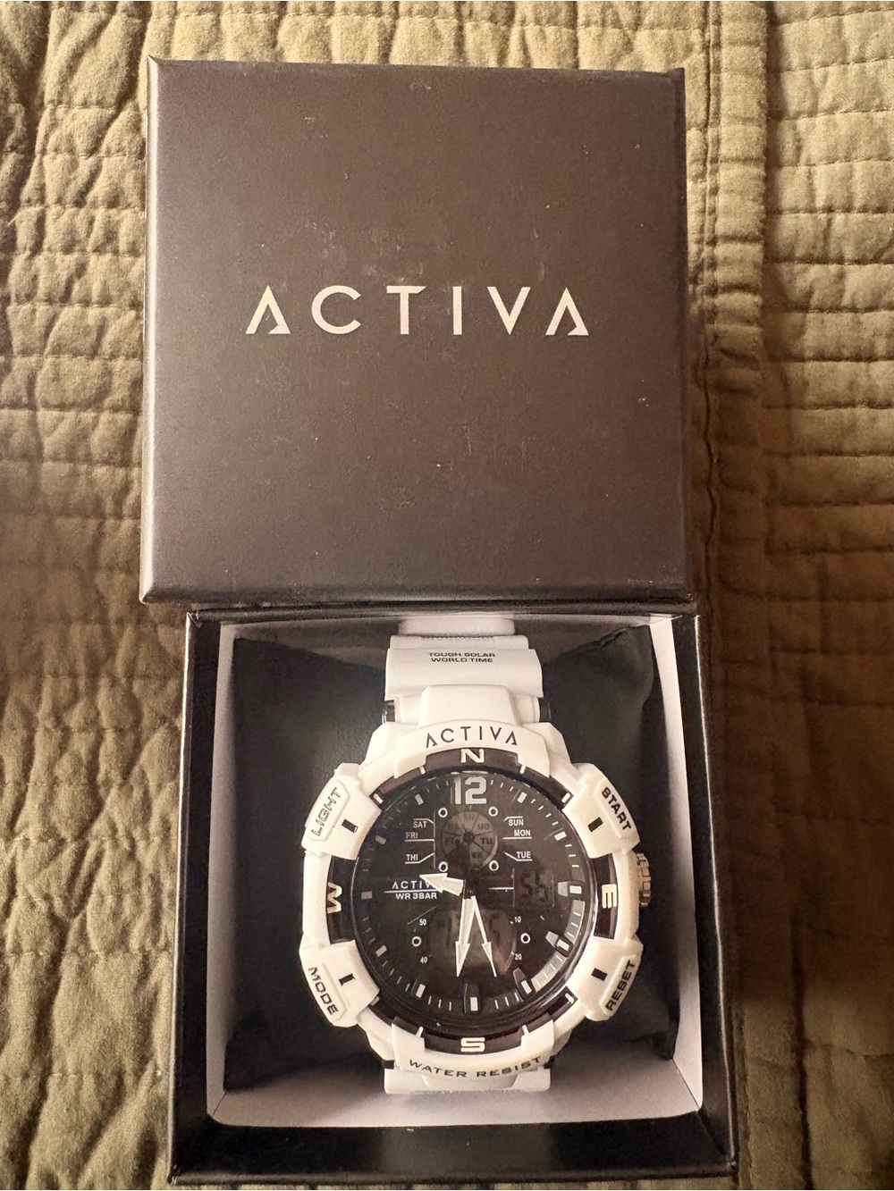 Activa Men's White and Black Sport Watch - Bold Dual-Tone Design